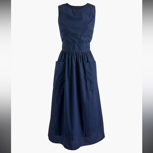 J. Crew Dresses & Skirts - J Crew Cotton Poplin Apron Dress Size 2 Navy
